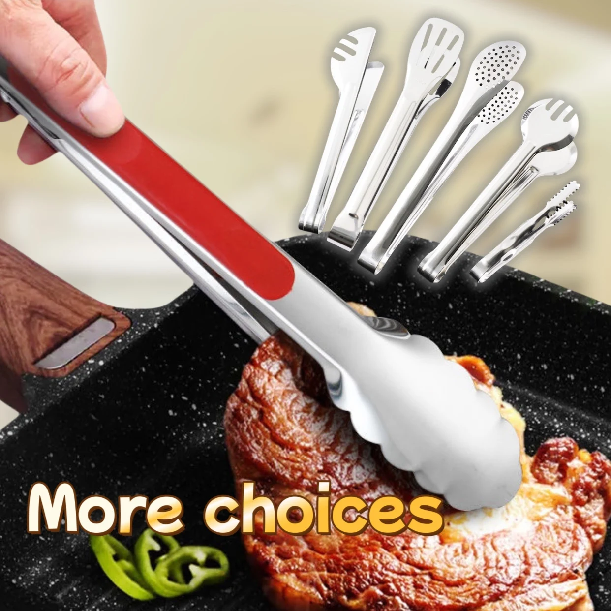 

Stainless Steel Food Clamps Grill Pan Fried Steak Food Clamps Thickened Bread Clamps Kitchen Gadgets Grill Accesories