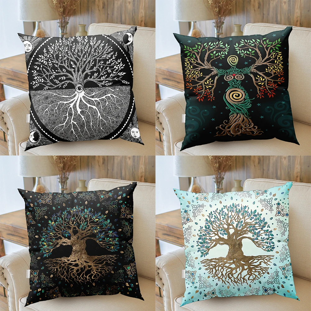 Tree of Life Plant Printing Pattern Cushion Cover Modern Home Living Room Sofa Decoration Throw Pillow