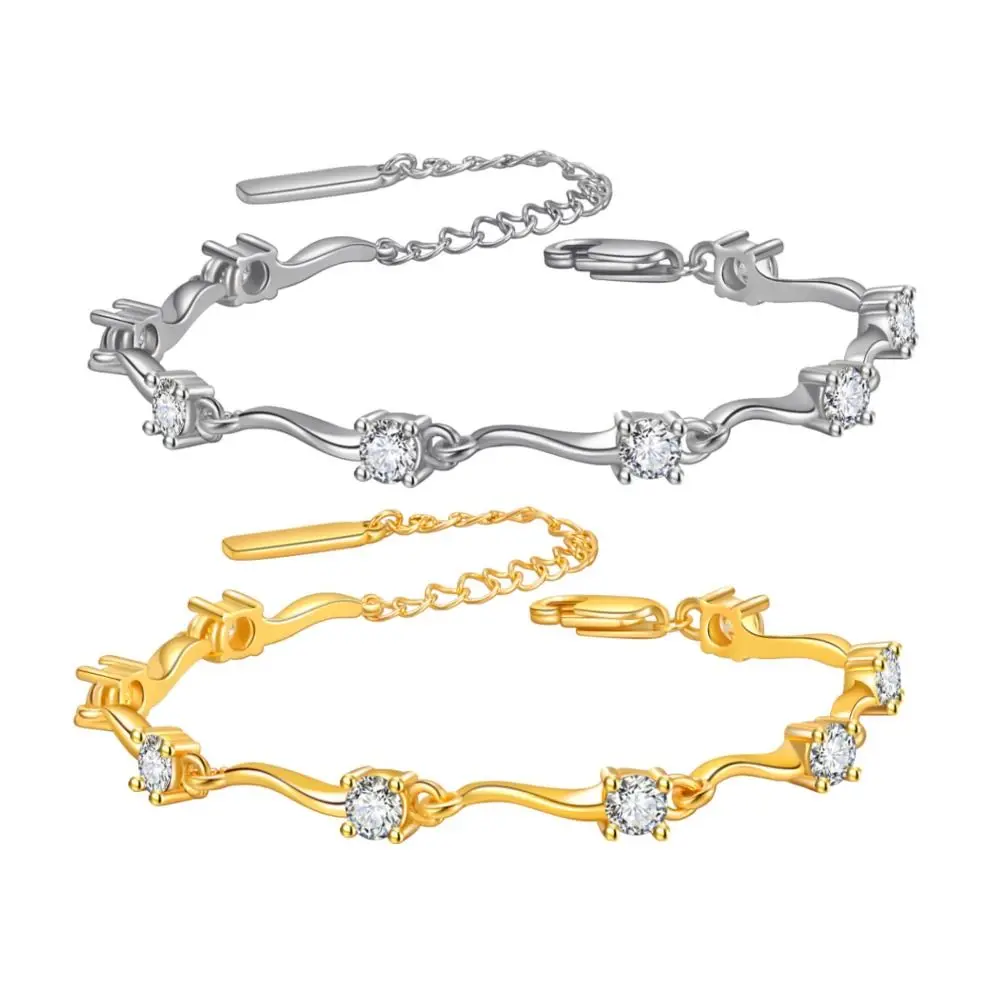 2 шт. регулируемые браслеты для пар, тонкие подарки на день Святого Валентина, браслет с кристаллами и волнами, ювелирные изделия со стразами, легкий роскошный браслет