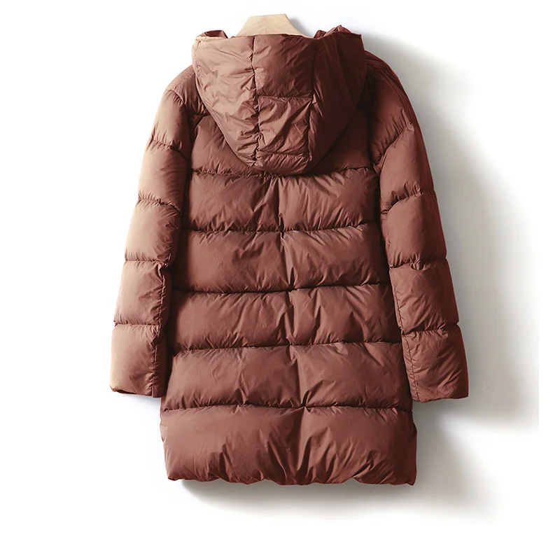 Schinteon Women Ultralight White Duck Down Jacket with Hood 2026 New Autumn Winter Warm Casual Outwear Solid Color Simple Coat