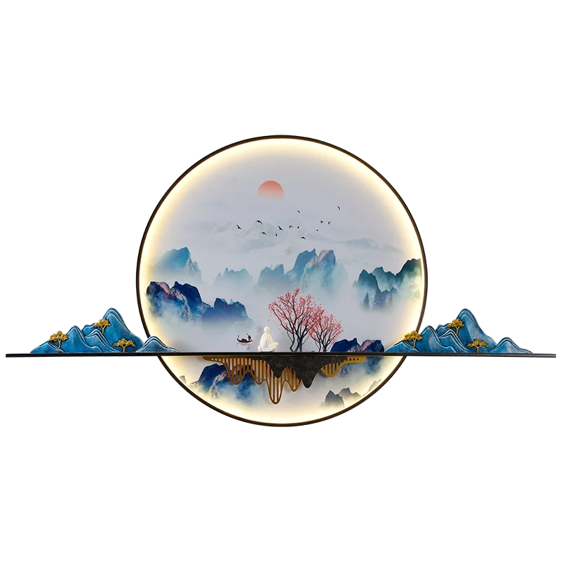 AIGESI  Modern Wall Picture Light LED Creative Chinese Landscape Mural Background Sconce Lamp for Home Living Bedroom