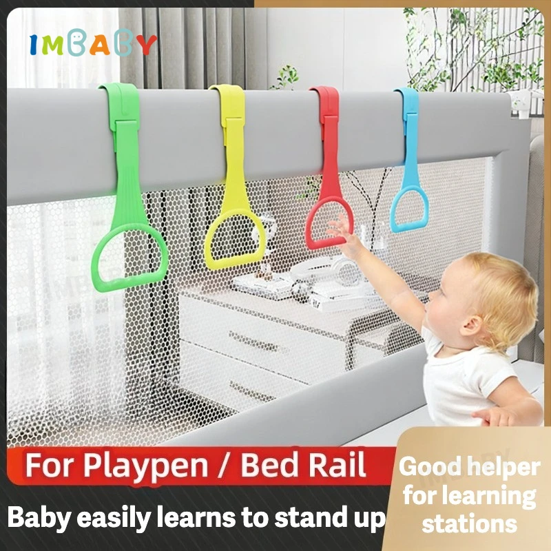 

Набор из 4 кольцевых ручек для манежа IMBABY: крючки для детской кроватки для поддержки малышей и помощи при вставании, прочные аксессуары для манежа