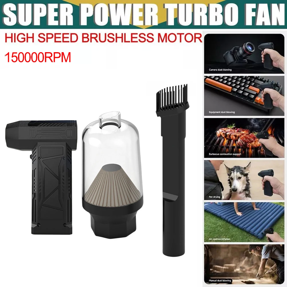 150000RPM Powerful Air Blower Vacuum Dust Cleaner Type-C Charging Strong Brushless Turbo Jet Blower ABS And Metal Dust Blower