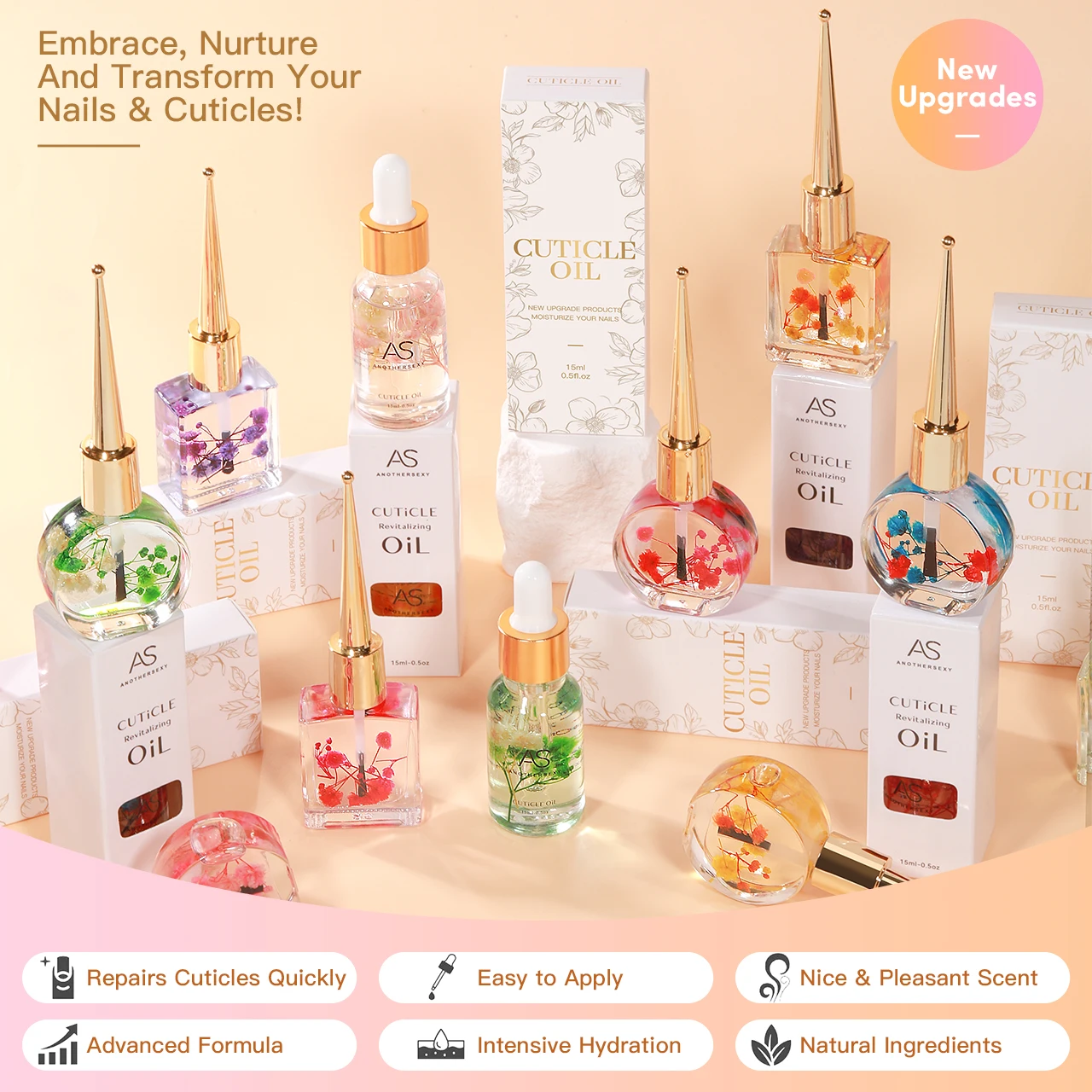 كما شعار مخصص 15 مللي زهور الفاواكه زيت البشرة مرطب الأظافر والبشرة للبشرة الجافة والأظافر الرقيقة زيت تغذية الأظافر
