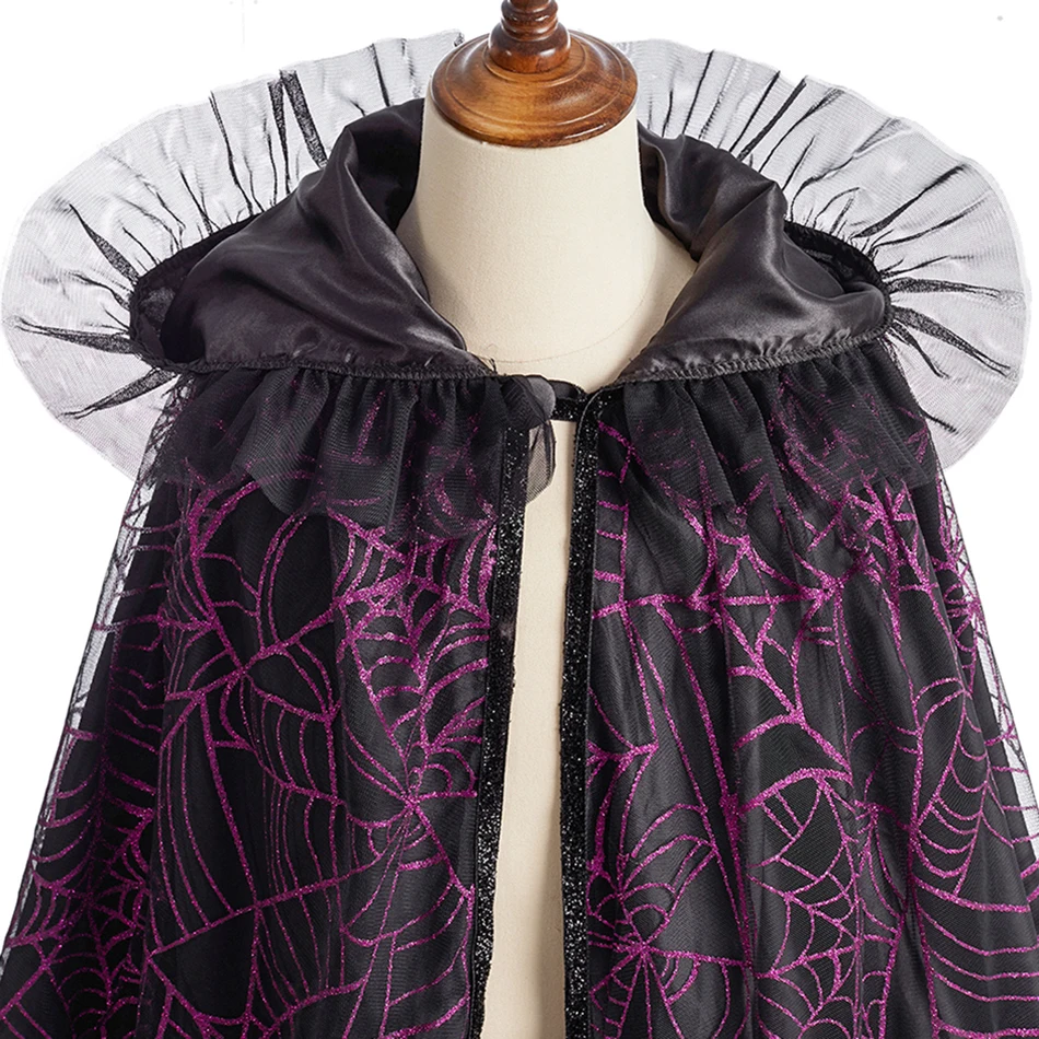 مجموعات أزياء الساحرة للفتيات، عباءة الهالوين التأثيرية، عباءة لحفلات أعياد ميلاد الأطفال، قناع عصا، ملابس الأداء