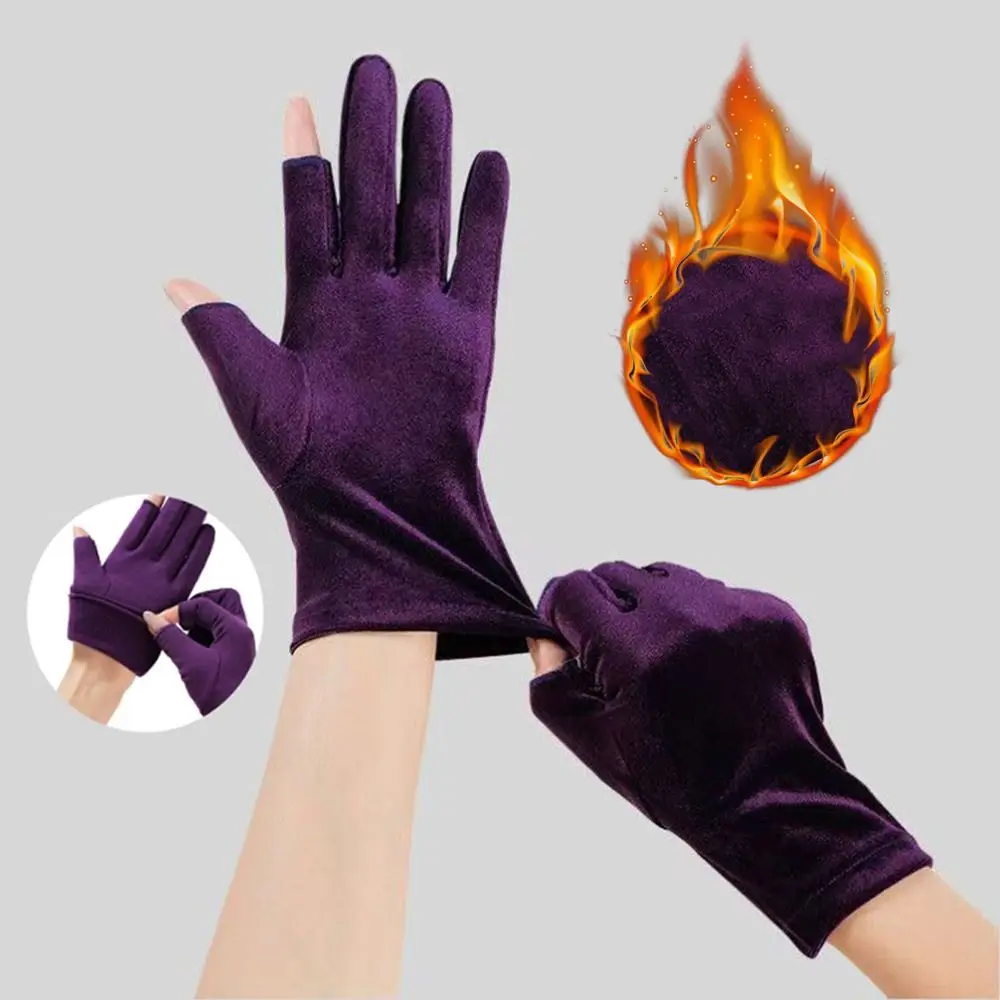 قفازات شتوية نسائية دافئة على الموضة مقاومة للرياح ومضادة للبرد قفازات مخملية مبطنة من الصوف قفازات قيادة ناعمة في الهواء الطلق