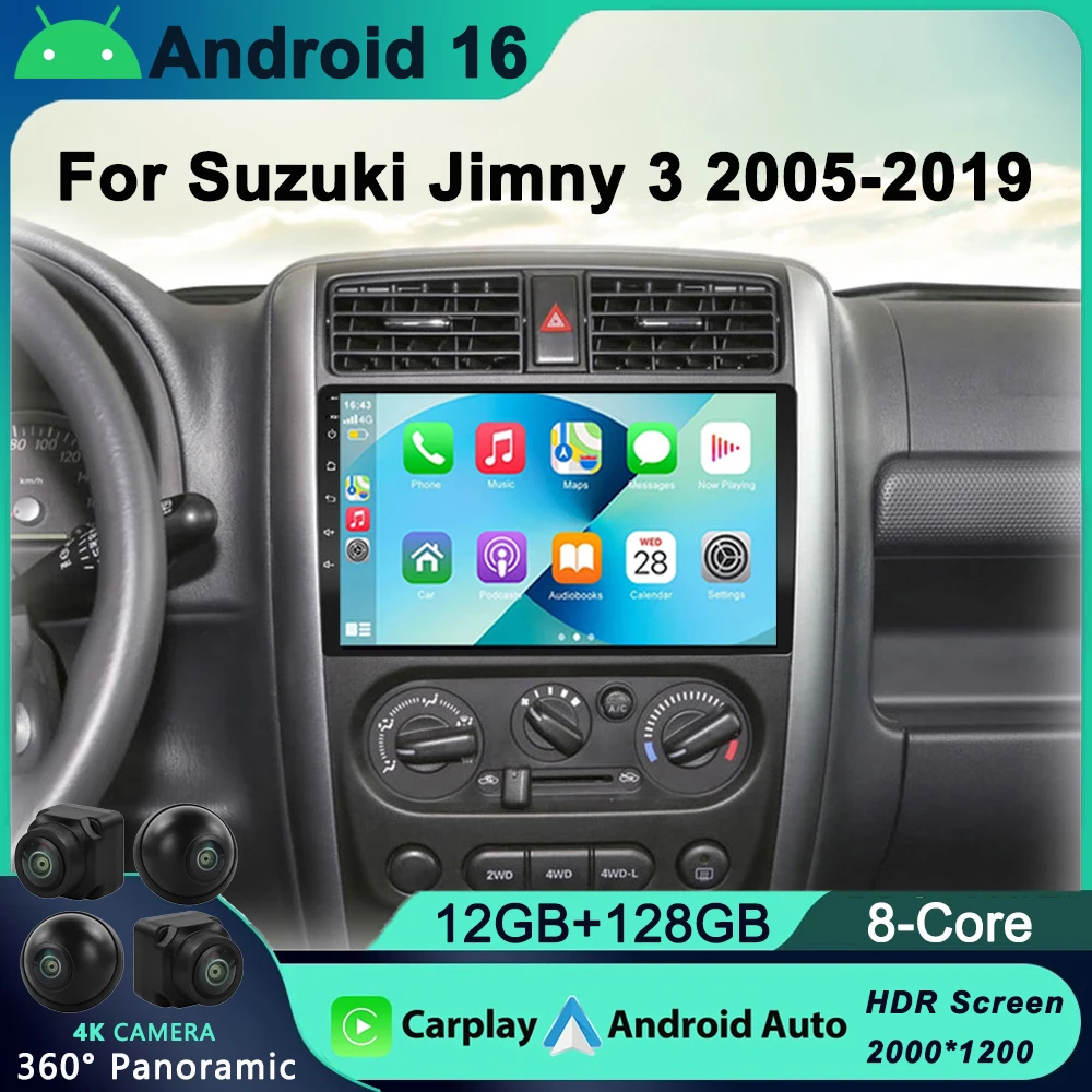 

2 DIN Auto Android car radio multimedia player 4G Carplay GPS navigation No DVD For Suzuki Jimny 2007 2008 2009 2010-2019