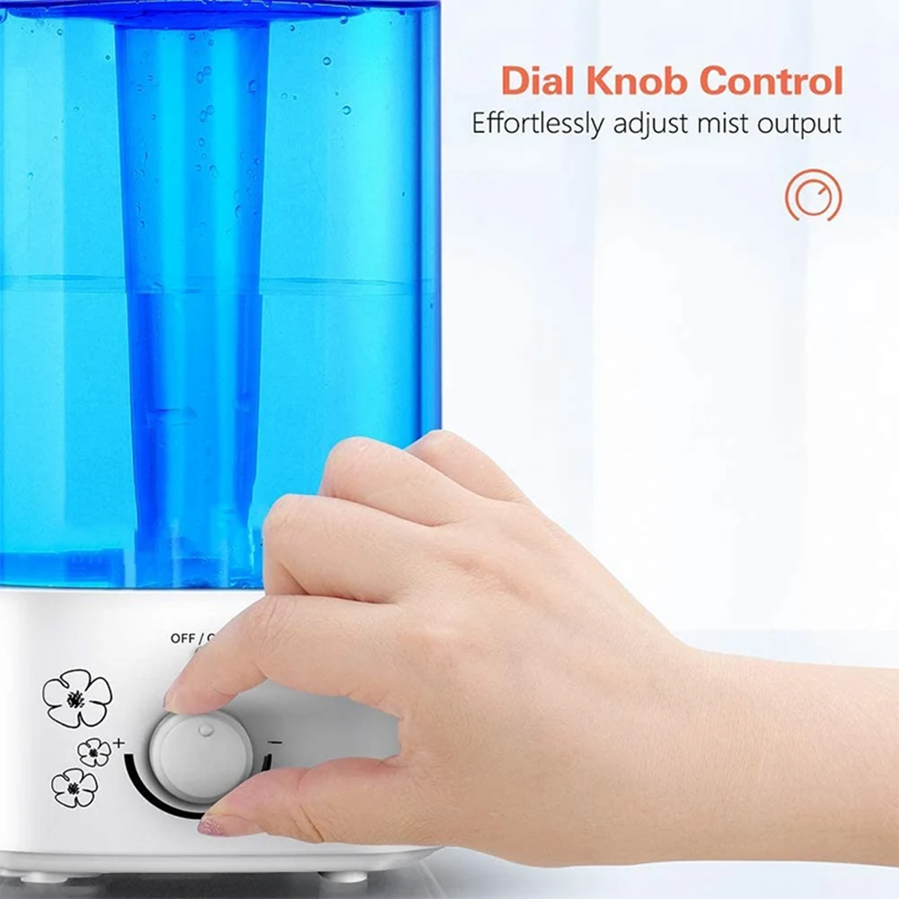 

ABZD 2X Silent Cold Mist Humidifier, 2-литровый компактный увлажнитель воздуха, подходит для спальни/гостиной, вилка стандарта США