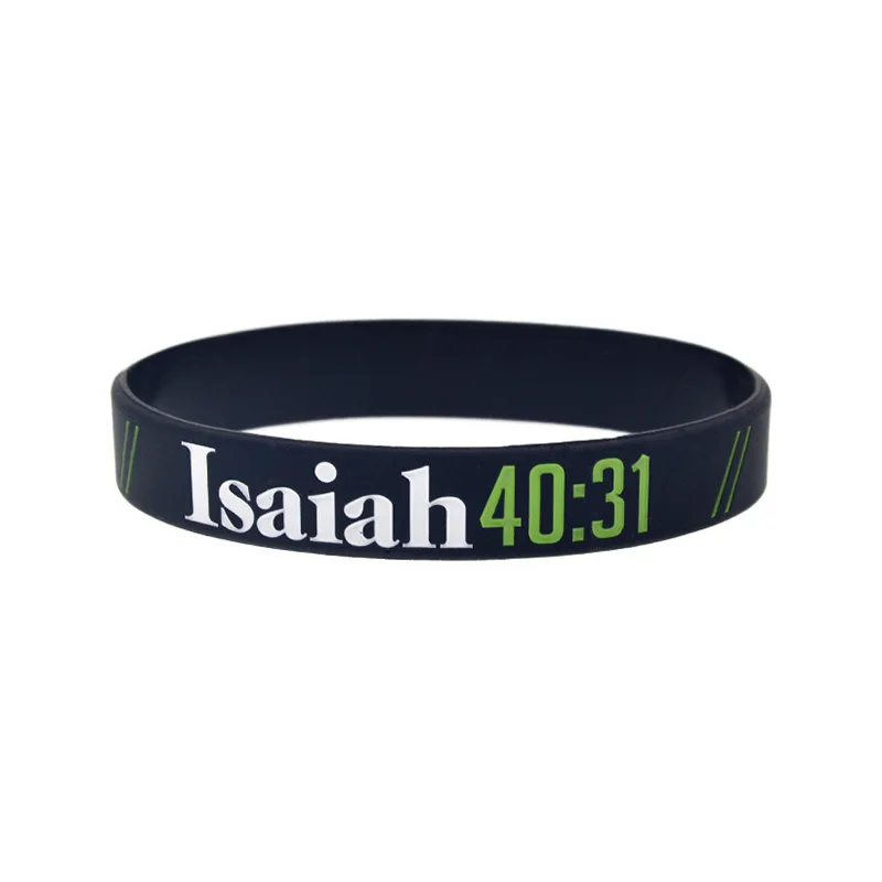 50 Stück PSALM 23:4 Jeremia 29:11 Jesaja 40:31 PHILIPPIER 4:13 Silikon-Armband, christliches Glaubensarmband – Detail 4