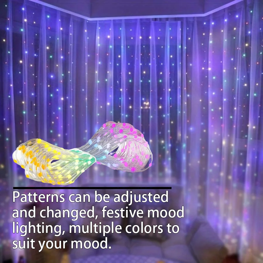 400LEDs أضواء الستار الذكية، تطبيق بلوتوث LED سلسلة RGB أضواء الجنية DIY عرض تغيير الموسيقى، لتزيين نافذة غرفة النوم.