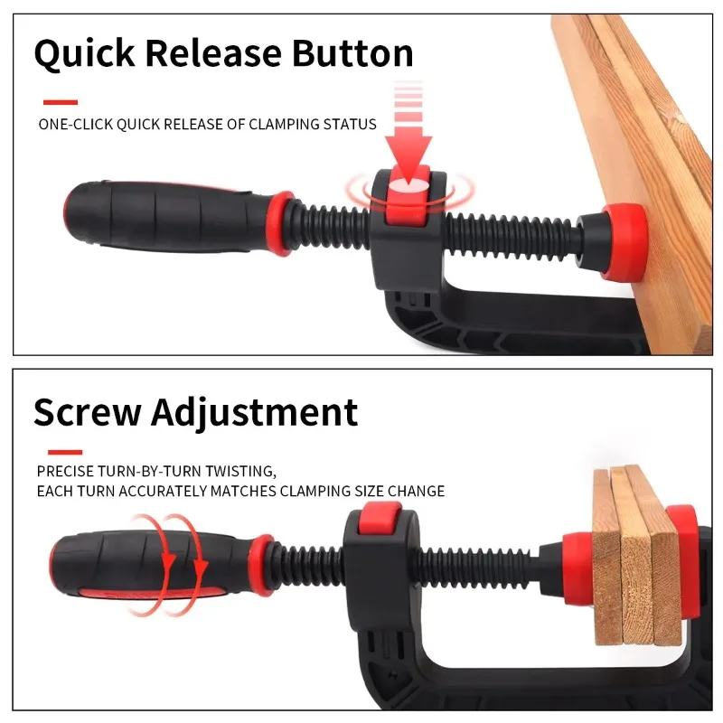 

2 шт., зажимная сила, прочный пружинный зажим 260 мм, усиленная пластиковая челюсть, C-образный G-образный зажим, деревянный инструмент