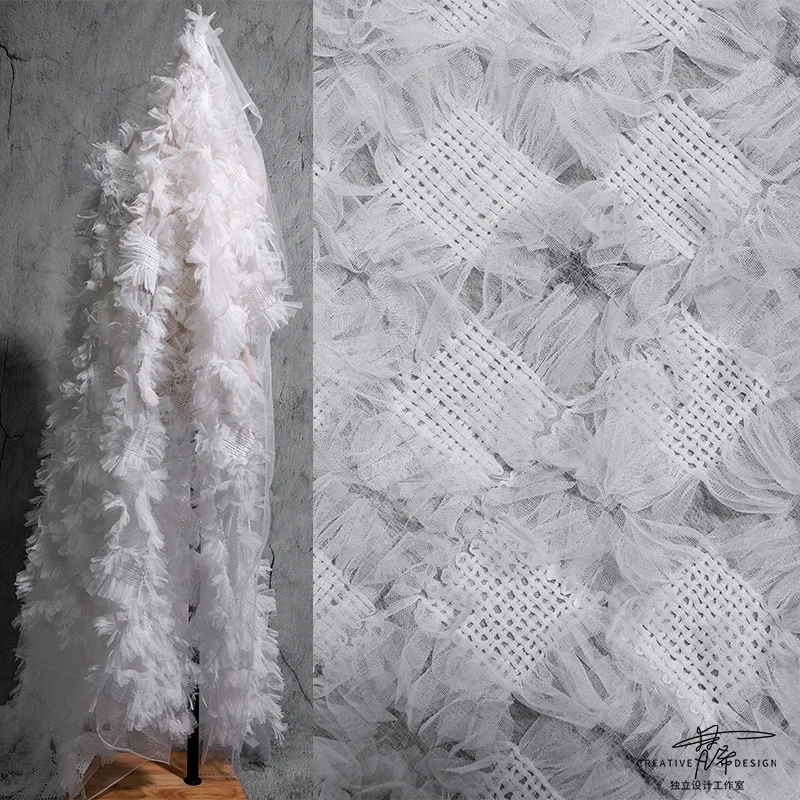 

Оригинальная тканая сетчатая дизайнерская ткань для женских свадебных платьев, модная ручная работа, шитье своими руками, оптовая продажа, ткань на метр