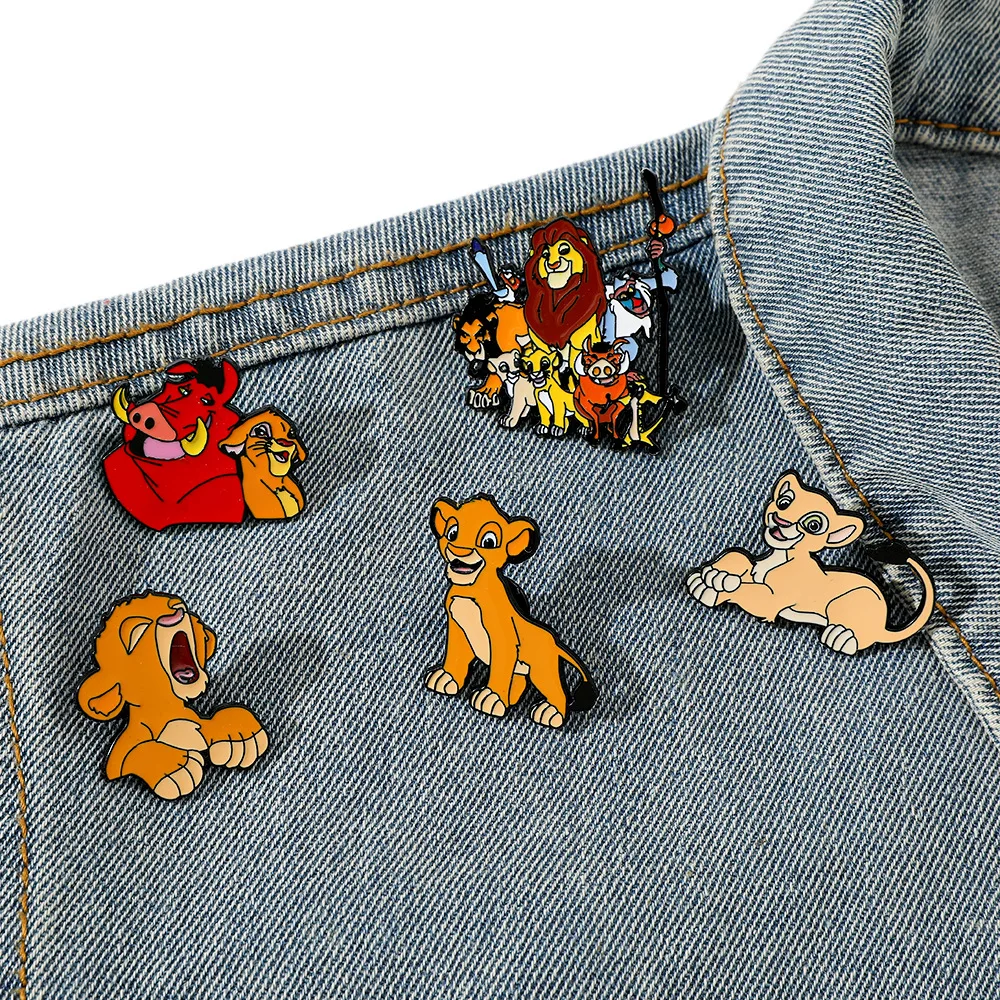 Disney The Lion King Cartoon Anime Brooch Cute Lapel Pin Fashion Animal Metal Enamel Badge Jewelry Backpack Accessories Gifts