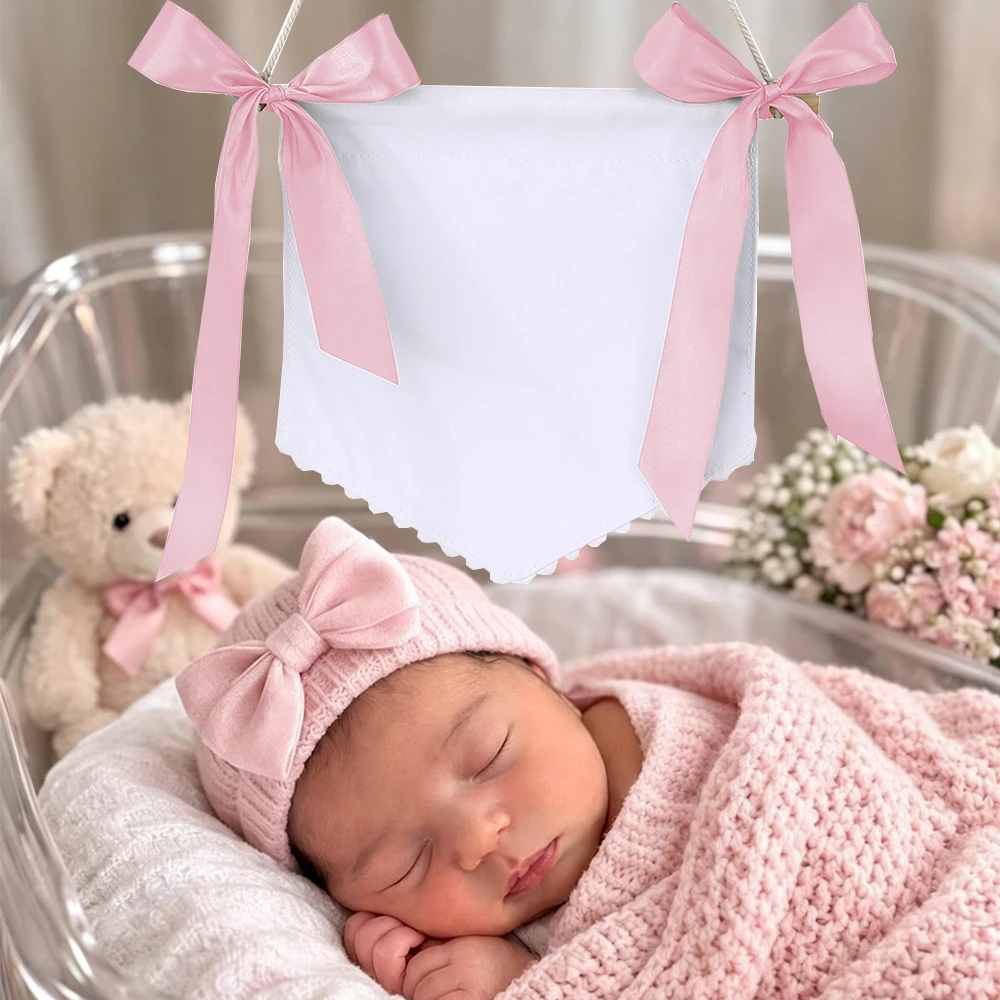 Baby Nursery In Hospital - Baby Welcome Banner With Ribbon Bow