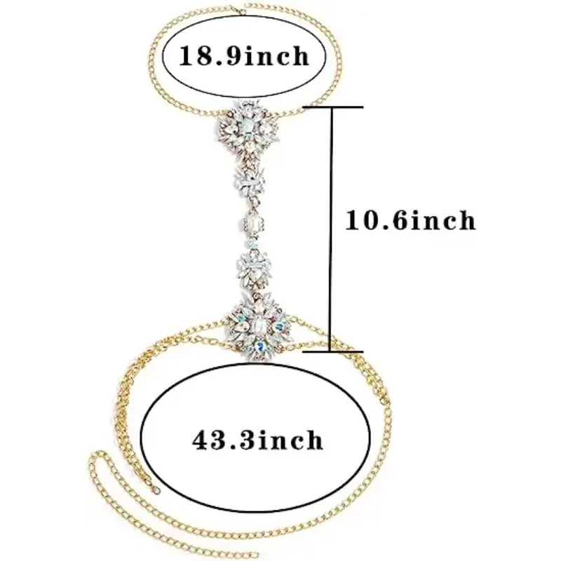 Boho Gold Kristall Körperkette für Frauen, glänzende Strass Brust Halskette für Mutterschaft Fotografie & Modeschmuck, Kleidung