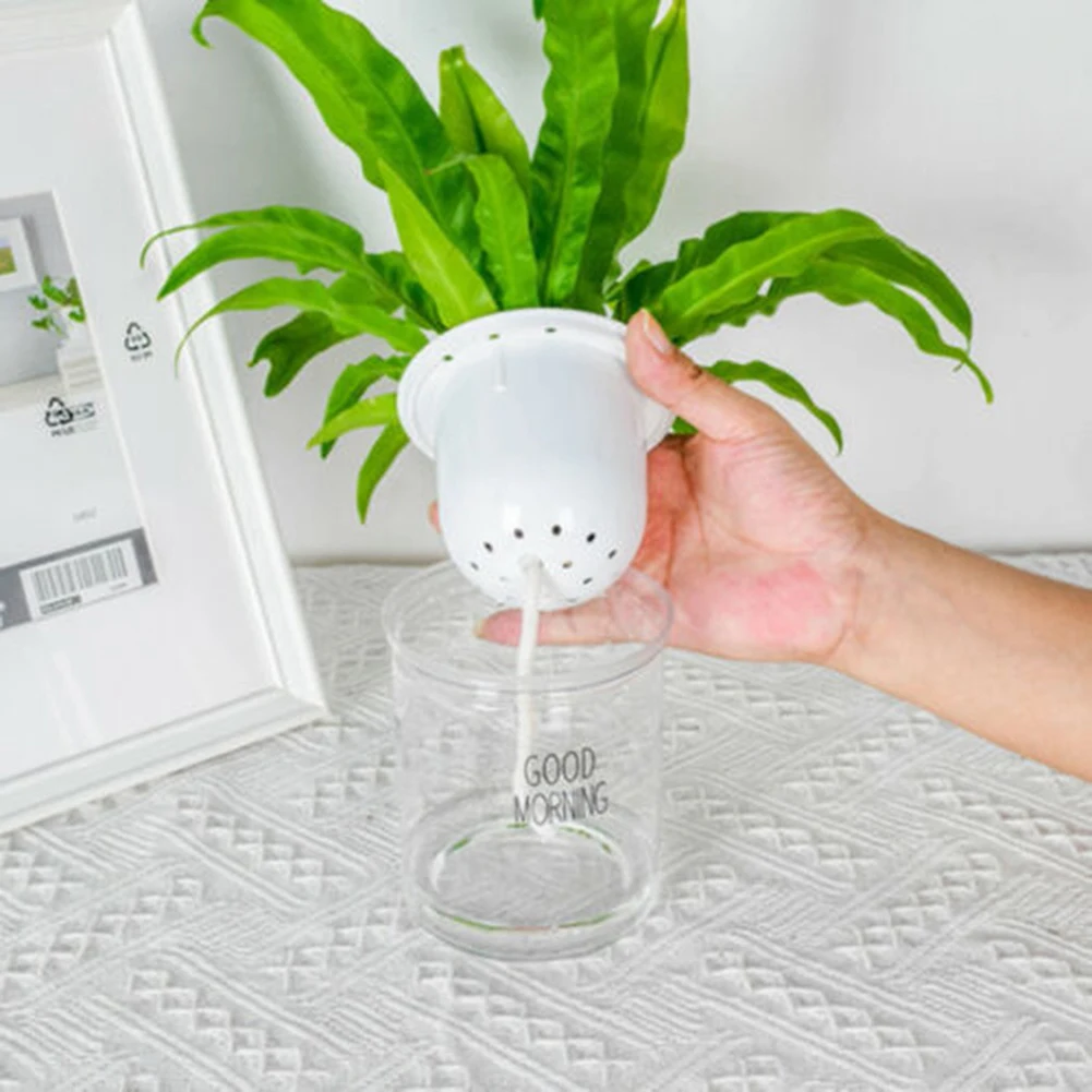 Light-transmissive Self-absorbent Flowerpot Plant Pots Lazy Flower Pot Plastic Round Transparent Water-saving White Balcony