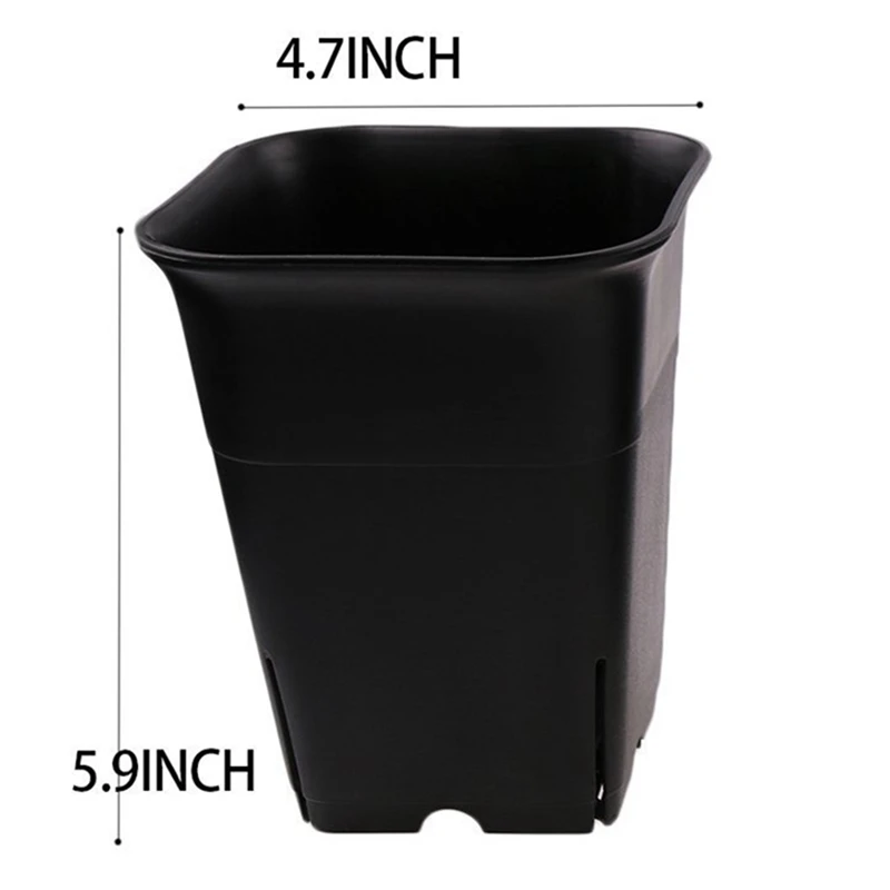 Imagem -04 - Pcs-pack Quadrado Preto Plástico Suculento Planta Vaso para Plantas Flores Cacto Etc. Preto Berçário Flower Pot 24