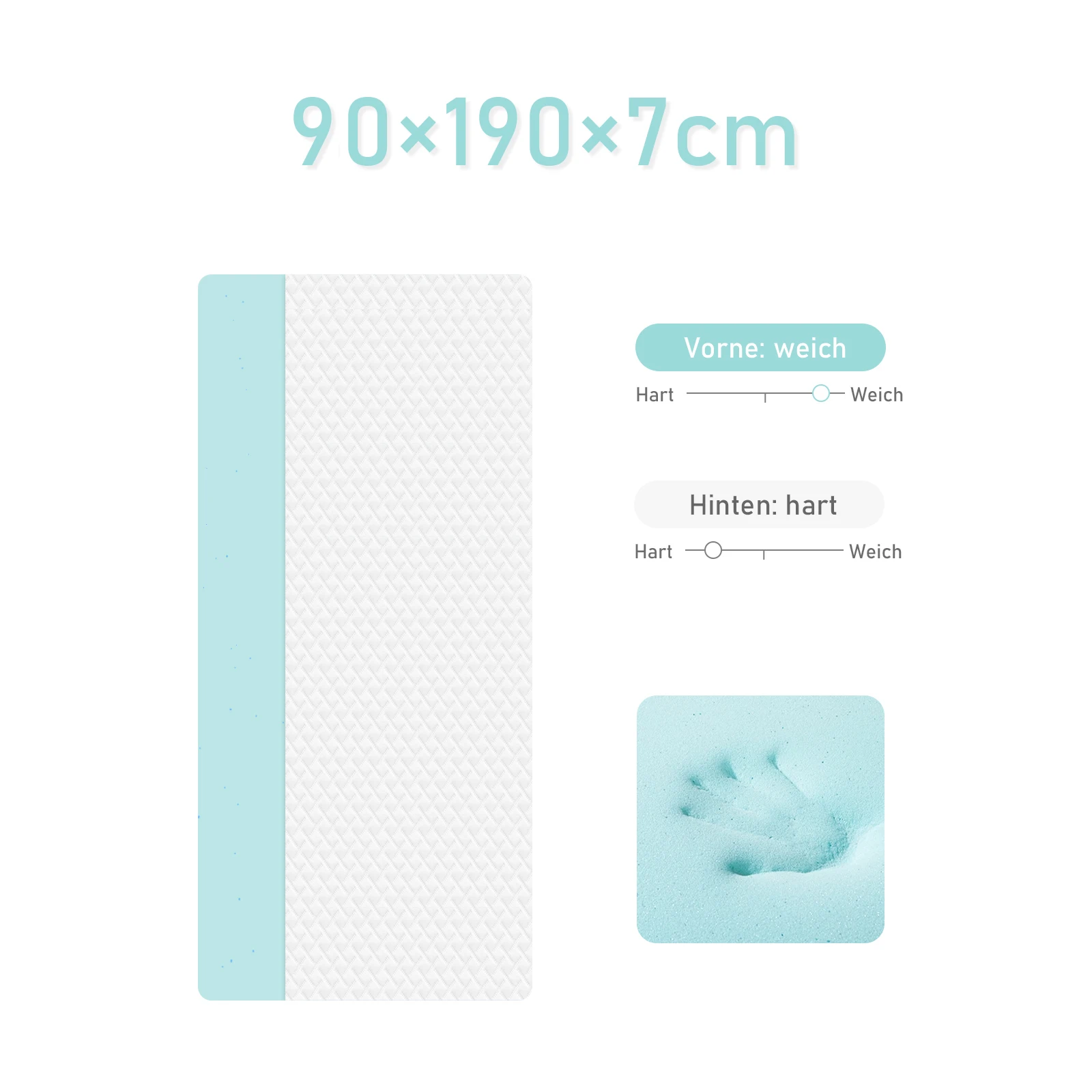 Matratzen Topper 90x190 cm 7 cm Memory Foam H2 H3 Bambusfaser Bezug abnehmbar