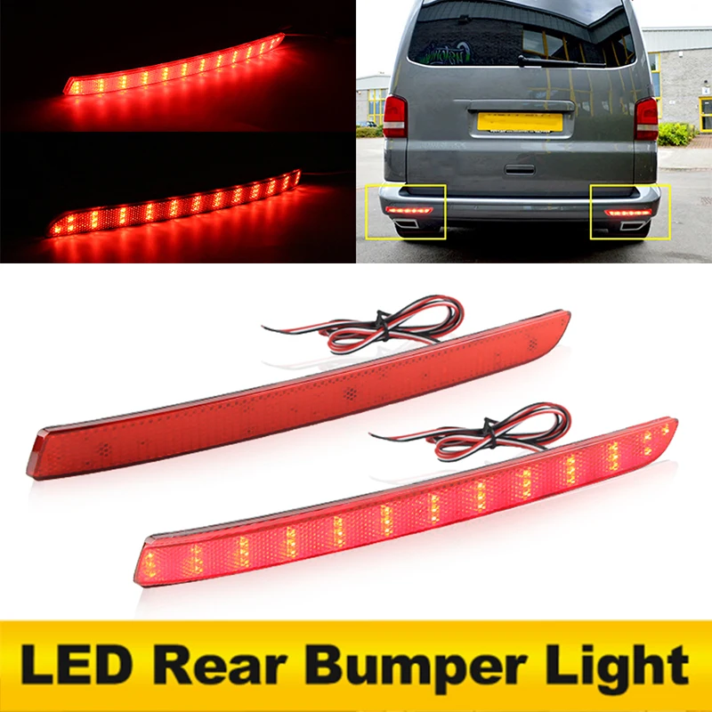 

2pcs Led Rear Bumper Reflector Light For VW T5 Transporter Multivan Caravelle 2012-2016 OEM:7E0945105, 7E0945106; 7E0945105A