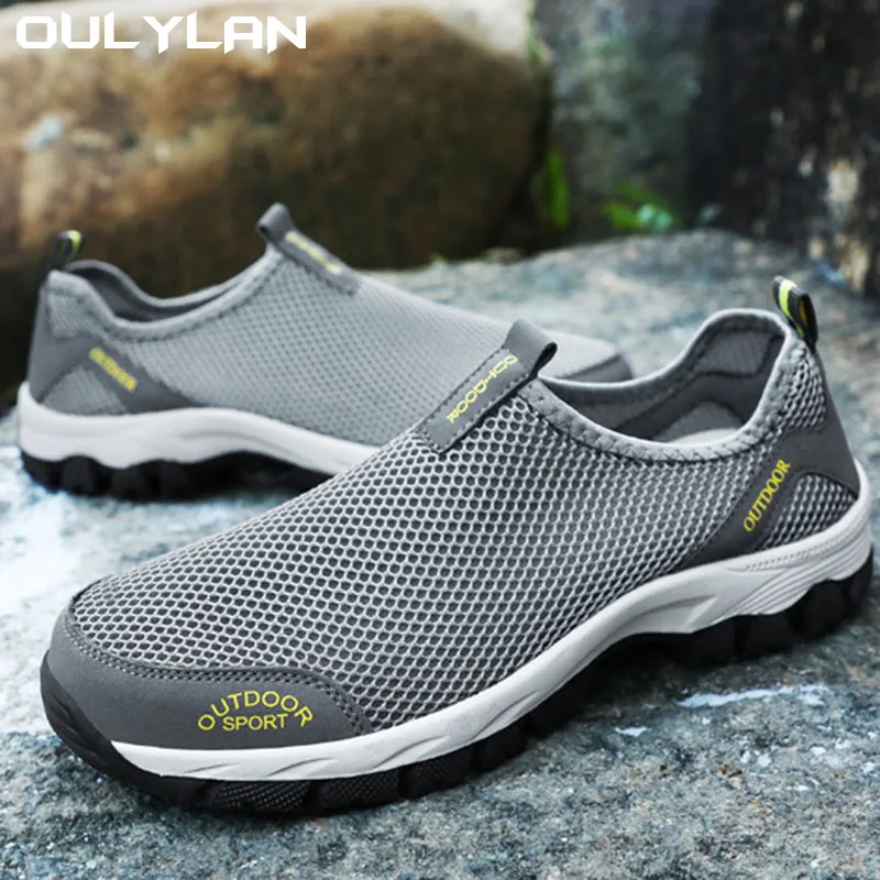 Oulylan Breathable Mesh Climbing Shoes for Men Large Sze Water Wading Men's Shoes Ultralight Non Slip Outdoor Hiking Sneakers