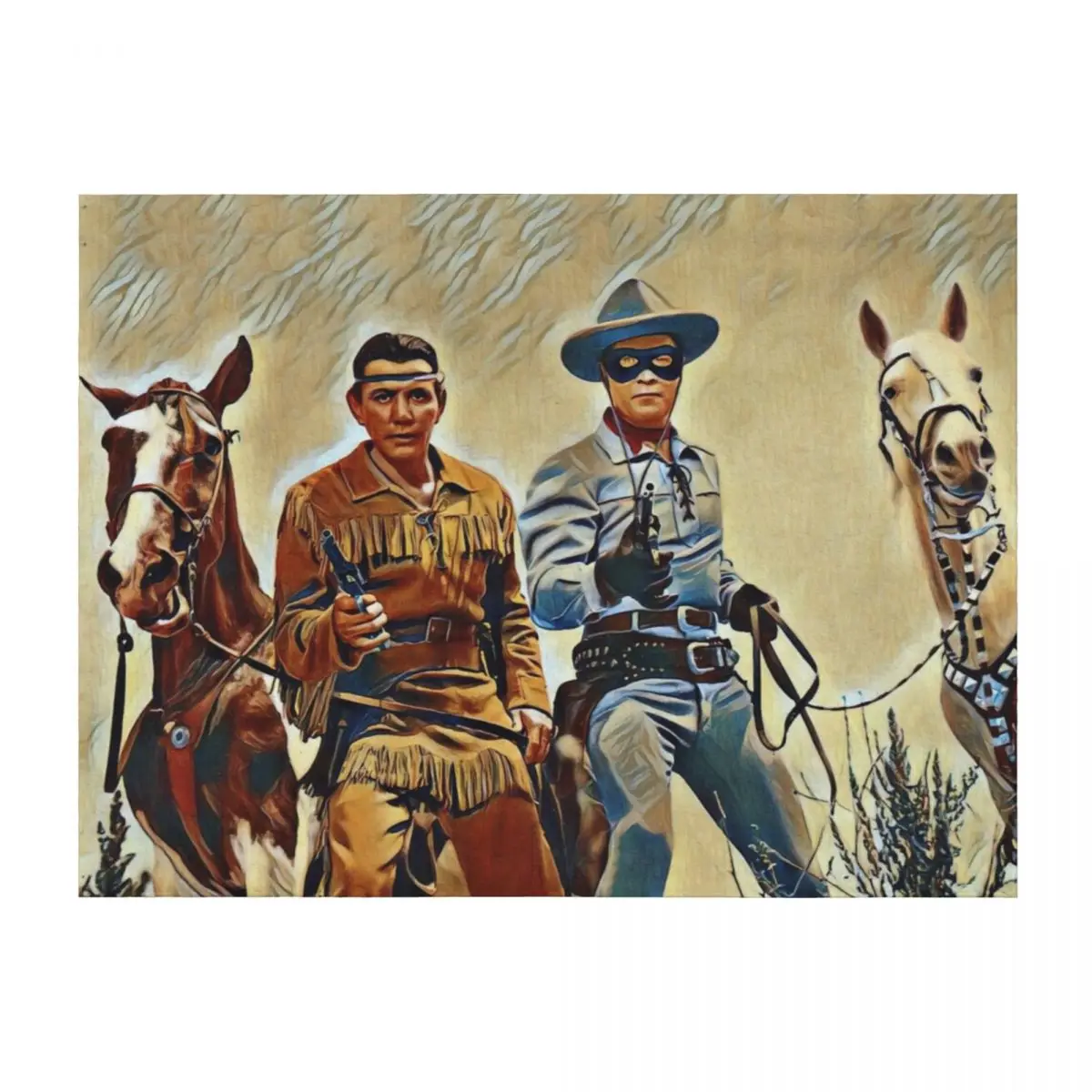 

The Lone Ranger & Tonto, Silver & Scout Throw Blanket Camping Furry Softest Single Blankets