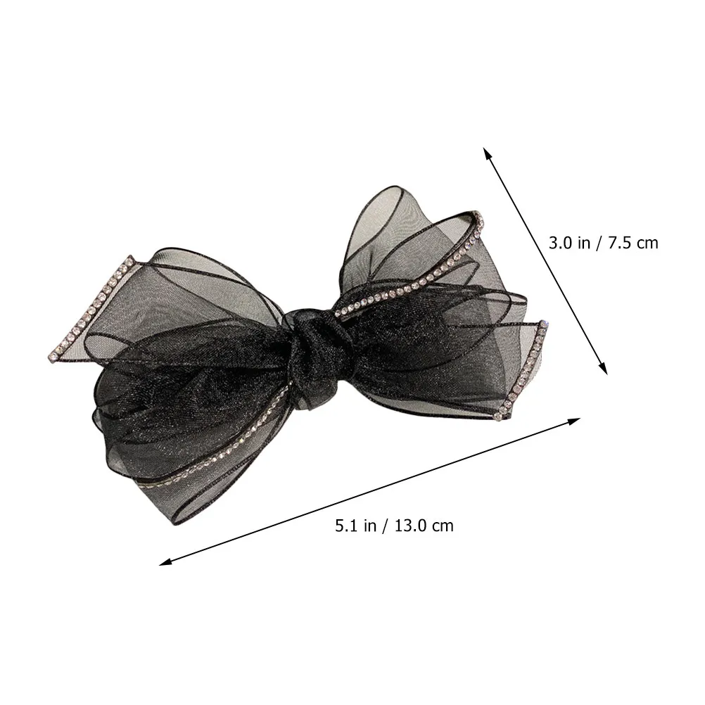 1Pcs Bow Hair Clip Organza Net Yarn Rhinestone Rhinestone Hairpin Elegant Barrettes for Party Daily Use Banquet