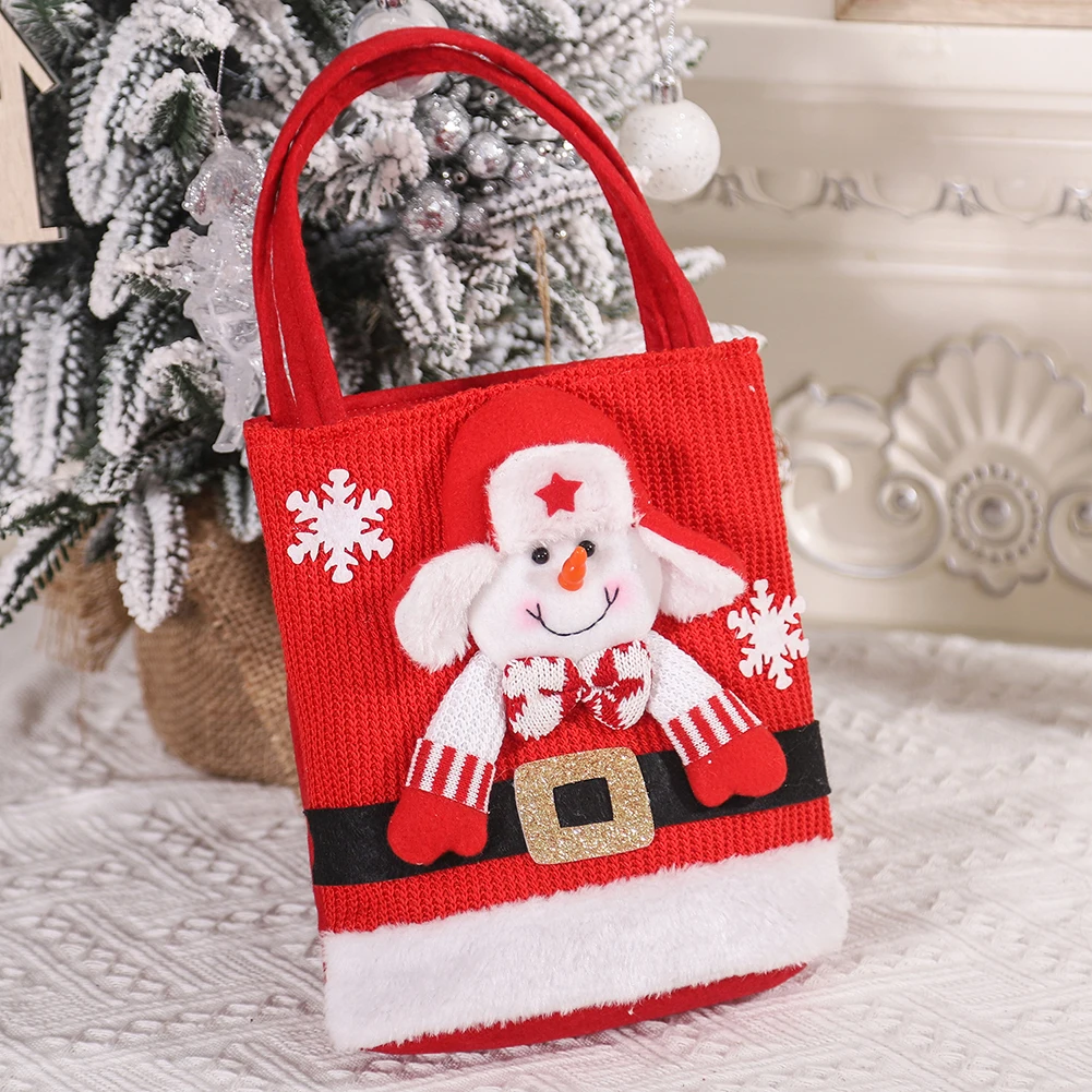 Fun Christmas Candy Bag for Children HandHeld Design with Cute Holiday Dolls Perfect for Storing Small s and Treats