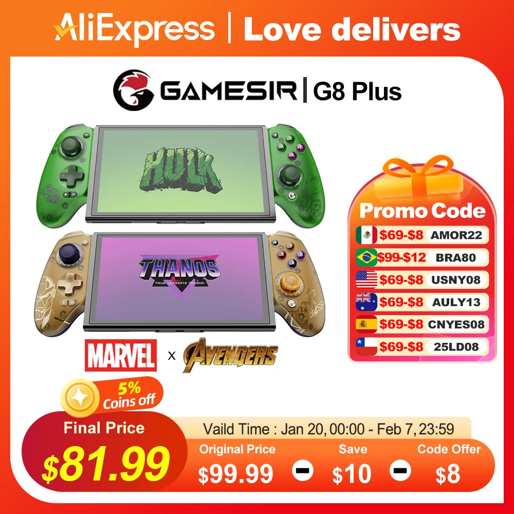 Gamesir G8 Plus G8+ Gamepad Bluetooth Mobile Gaming Controller Marvel Hulk Edition Hall Effect Joystick for PC IOS Android