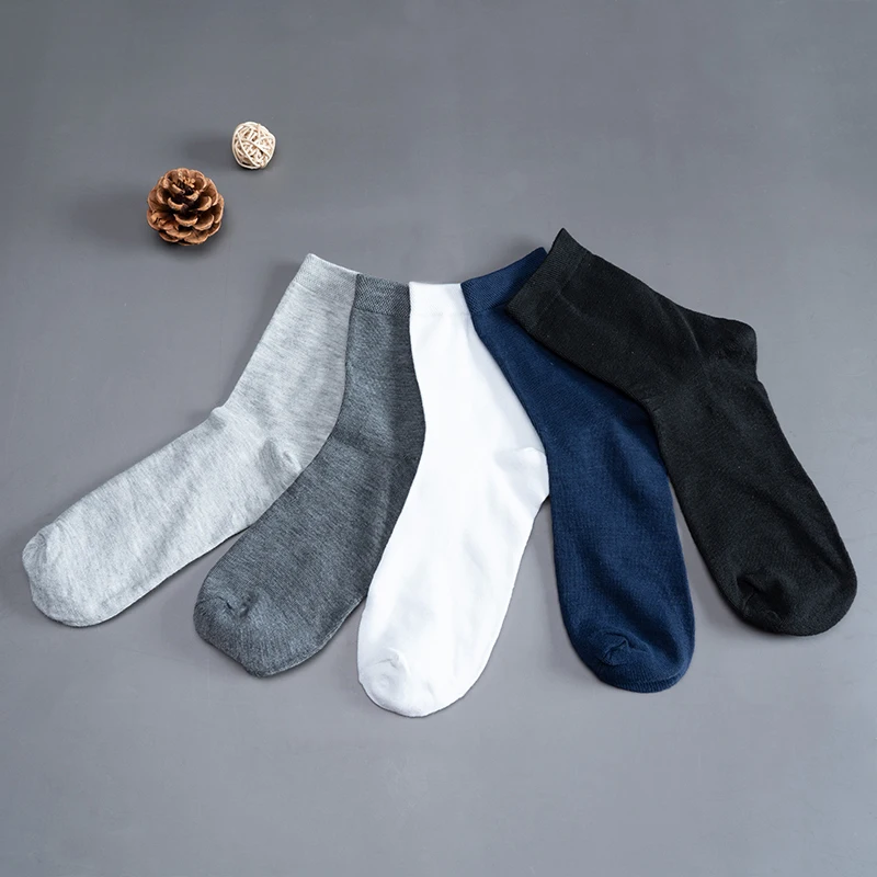 4 Pairs/Lot Men's Simple Solid Color Mid-Calf Socks Soft Breathable Sports Socks High Quality Business Socks Casual Socks