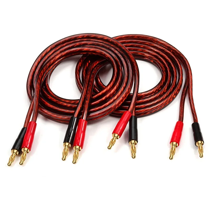 HIFI 4N Pure Copper Speaker Cable Power Amplifier Cable with Banana Plug Y Connector Gold Plated OFC 488 Strands