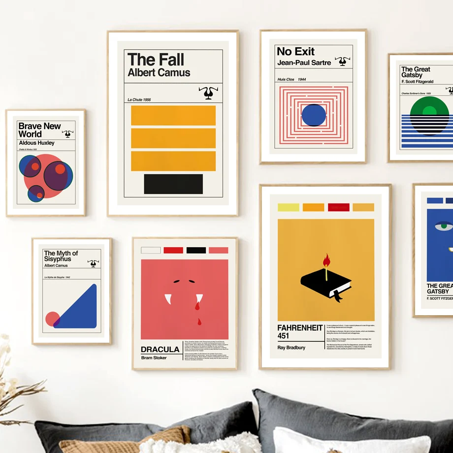 Vintage Literature Fall Albert Camus Book Fiction Nordic Posters Wall Art Canvas Painting Prints Pictures Coffee Room Home Decor