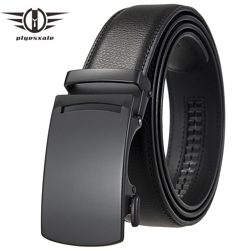 

Plyesxale Male Designer Leather Strap 3.5cm Width Automatic Buckle Adjustable High Quality Luxury Brand Belts for Men B1092