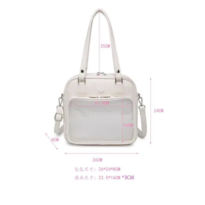 Black Ita Bag Cute Backpack Girls Clear Front Pocket Transparent Handbag Women Lolita  Itabag Bagpack Sweet Ita Shoulder Bag