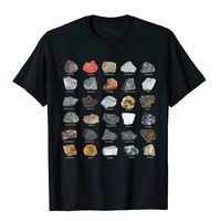 Geek Ore Mineral Gemstone and Crystal Rock Collection Cotton T-shirt Short Sleeve Tee Harajuku Style Cotton Men's Tops Clothing