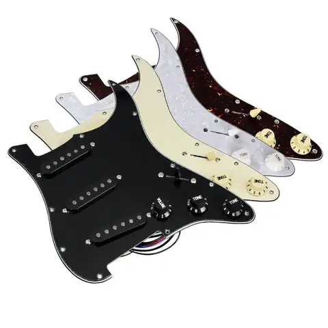 FLEOR Vintage Staggered Alnico 5 SSS Prewired Pickguard ST 11 Holes Loaded Guitar Pickguard