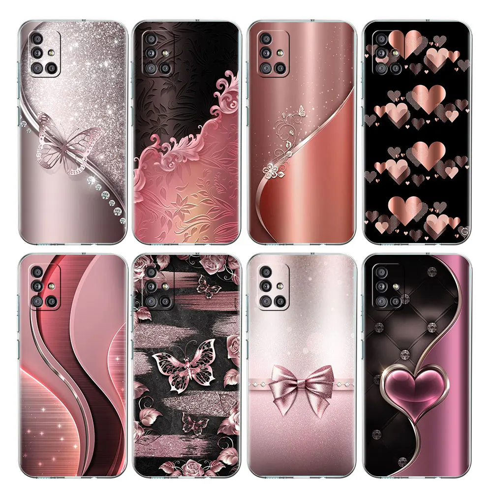 Love Bow Clear Case For Samsung Galaxy A52 A12 A51 A32 A21s A71 A32 A22 50 A70 A31 A72 5G Phone Cover