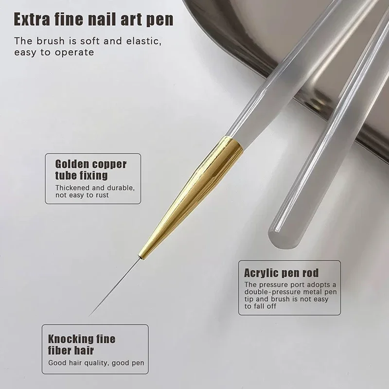 5/7-teiliges Nail-Art-Liner-Pinsel-Set, extra feiner Pinsel für Gel-Lack, schmales Zeichenwerkzeug, Acrylgriff, Maniküre-Design-Kit – Detail 7