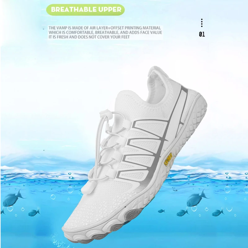 Summer Men Women Beach Barefoot Shoes Non-slip Breathable and Quick Drying Aqua Shoes Outdoor Swimming Training Gym Running