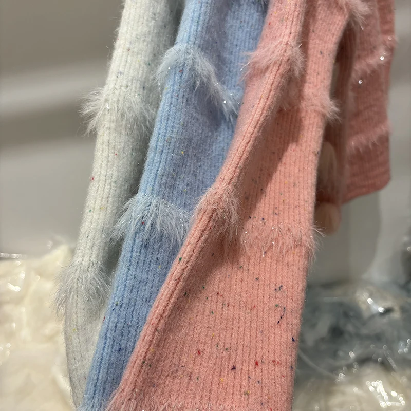 Nowa kolekcja 2025: Damski jesienny niebieski sweter z prawdziwego futra lisa, naturalne futro, nowy wzór, dzianinowa kurtka.