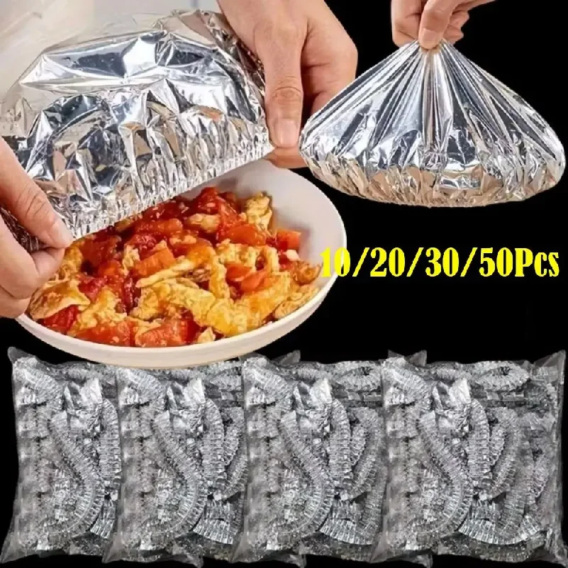 

50Pcs Aluminum Foil Aluminum Foil Film Food Cover Thermal Insulation Films Reusable Food Insulation Cover Food Grade