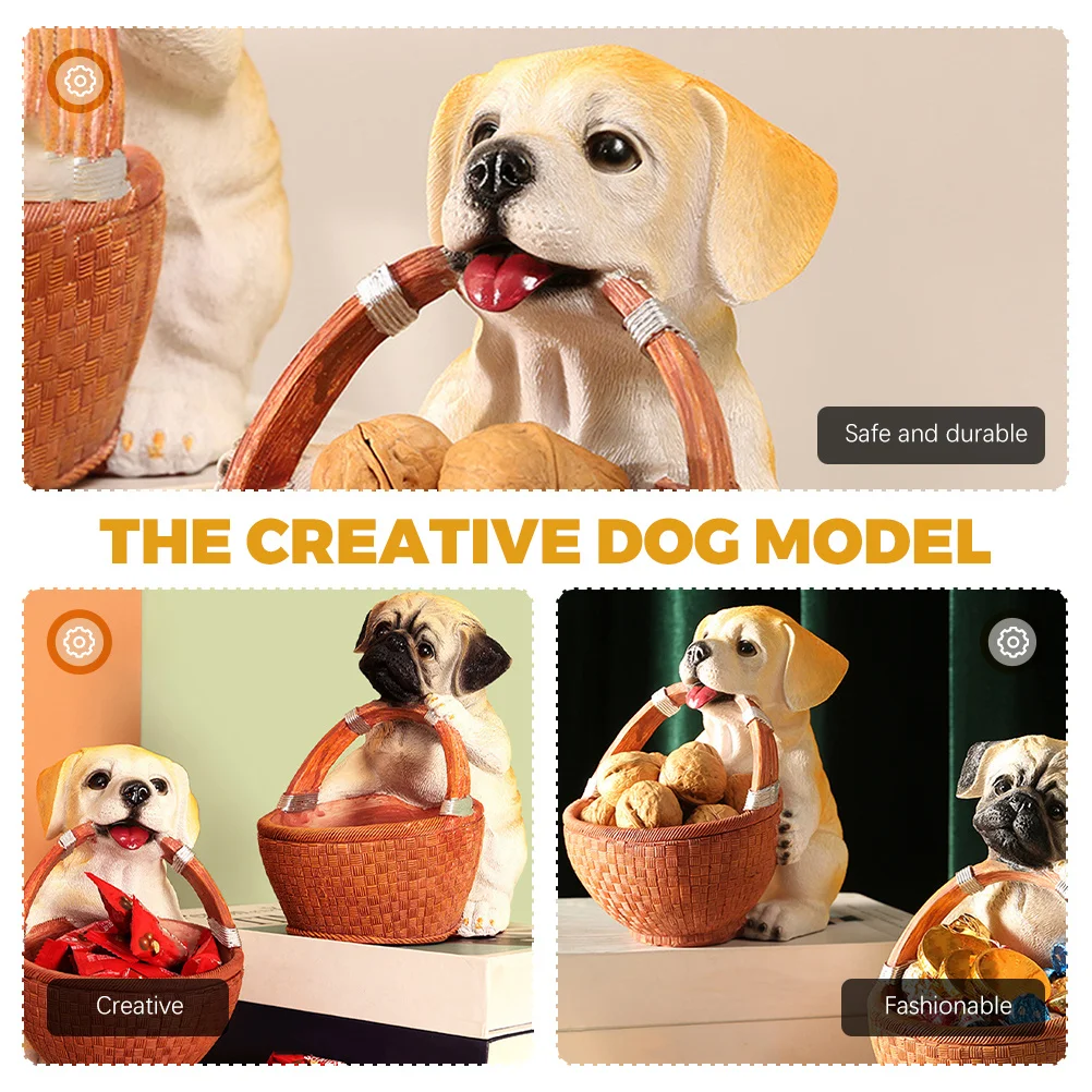 

Labrador Resin Dog Statue Storage Basket Decorative Candy Box Adorable Key Holder Desktop Decoration Key Holder