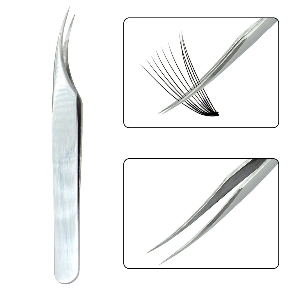 Pinzas para extensión de pestañas, pinzas súper duras de acero inoxidable con puntas de fibra, pinzas antiestáticas de alta precisión, 1 Uds.