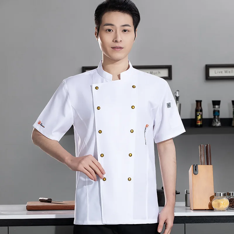 

Hotel Restaurant Chef Work Uniform Short Sleeve Canteen Bakery Pastry Chef Cake Shop Summer Kitchen Clothes Workwear