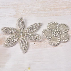 High-Grade Bridal Patch Wedding Accessories Silver Crystal Rhinestone Flower Lace Ribbon Sewing Dress Hair Bands For Shoes Bags