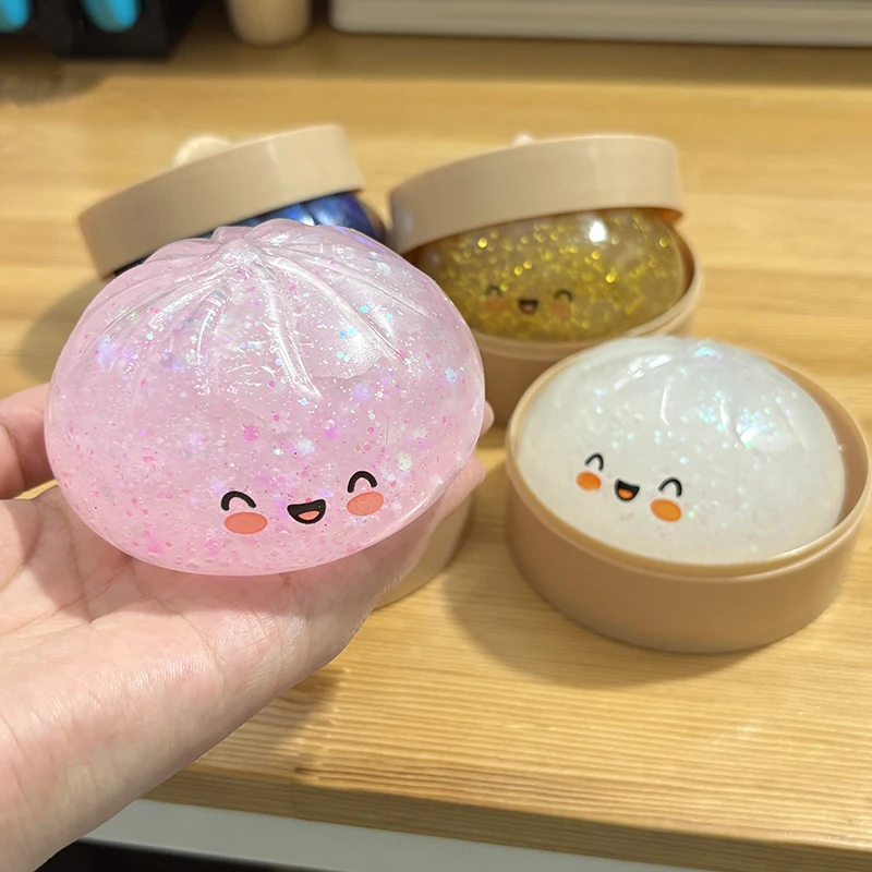 Juguetes antiestrés de bola de masa con purpurina, juguete sensorial de simulación de comida, squishies blandos, bola de masa para apretar, regalo