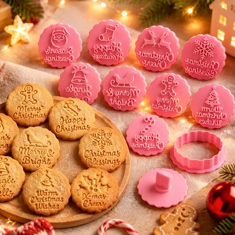 Christmas Cookie Mold Set Creative Baking Tools Holiday Biscuit Cutter Sugar Cookie Shaper DIY Kitchen Accessories for Baking