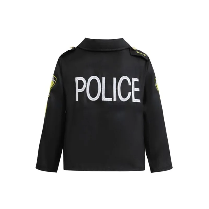 Deluxe Police Costume for Kids Embroidered Jacket and Walkie Talkie Set Halloween Party Dress-up with Telescope