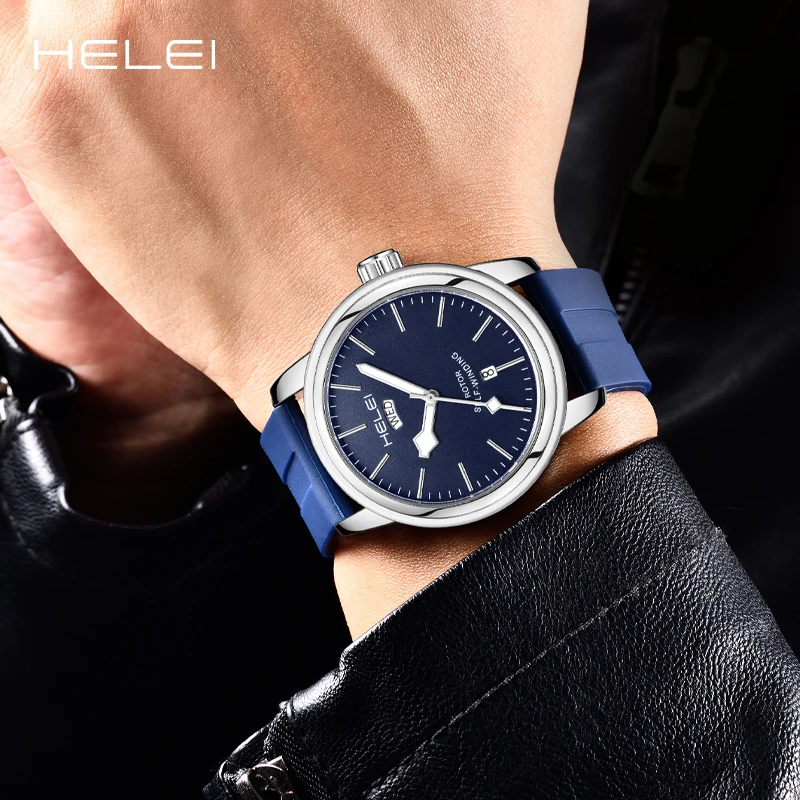 HELEI Fashion new sports casual quartz watch date magnetic silicone luminous strap men\'s wristwatch