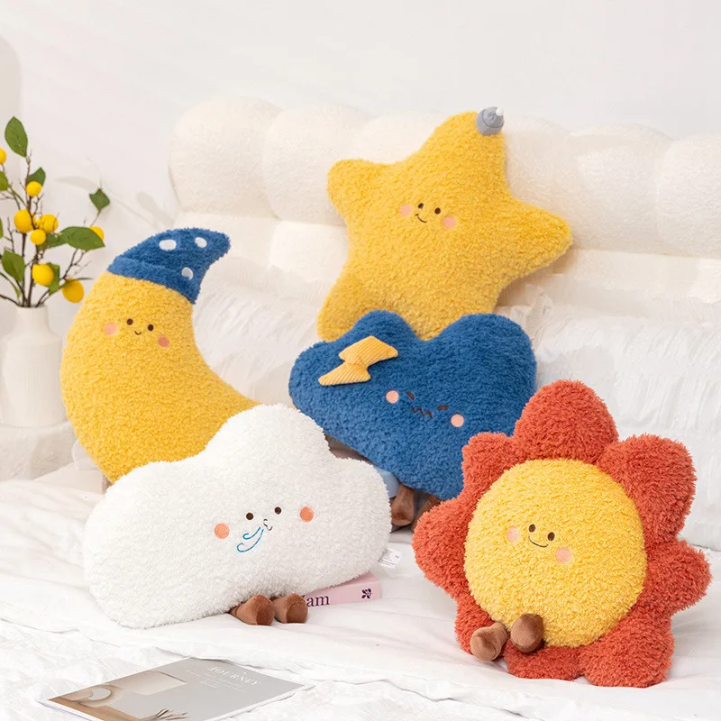 Miękka poduszka Starry Sky Cute Rainbow Moon Star Plush Pillow Creative Sun Cloud Pillow Cushion Sleep Companion Pillow Home Decor
