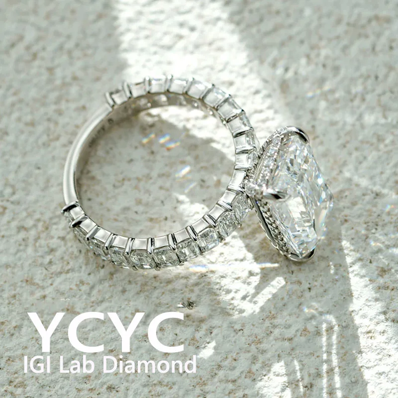 Real gold IGI 5Ct DE VS-VVS Emerald Lab Grown Diamond Solitaire 14 White Gold  Wedding Ring For Lady  Engagement Ring